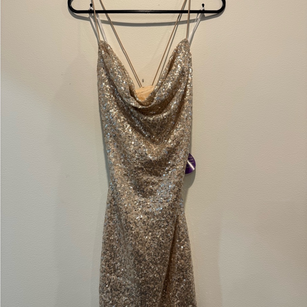 Elegant Sequin Gold Dress